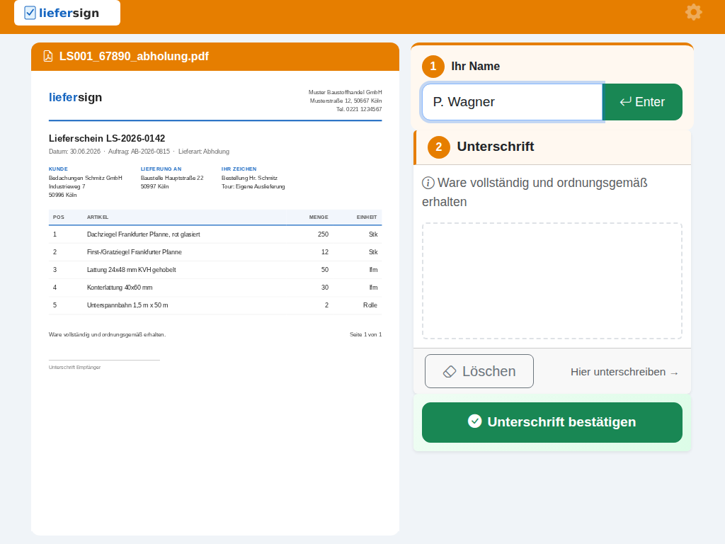 Unterschrift am Theken-Terminal